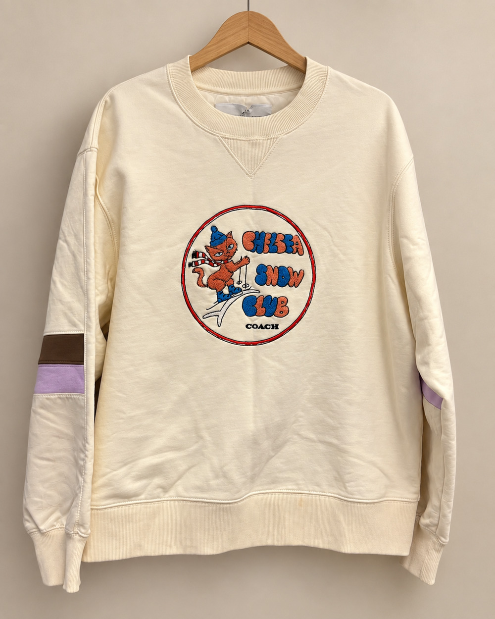Coach Chelsea Snow Club Signature Crewneck Sweatshirt Ivory Size L Preloved